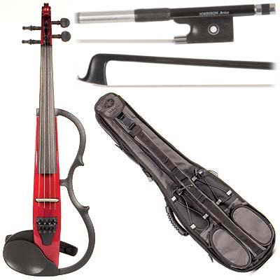 Yamaha SV-130 Concert Select Silent Electric Candy Apple Red 4/4 Violin Outfit including a Johnson Artist Carbon Composite Bow & Yamaha Gray Gig Bag On Sale