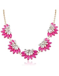 Resin and Crystal Flower Statement Necklace, 21.5" + 3" extender