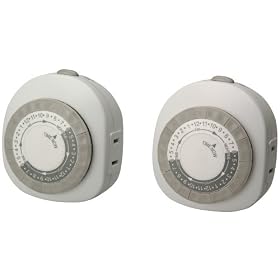 Woods 59419 Lamp and Appliance Timer with 2-Prong Outlet, 24-Hour, 2-Pack