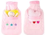Girls Hot Water Bottle & Plush cover, Hearts