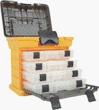 Plano Molding 1364 Stow N Go Tool Box with 4 23650 Series StowAways, Graphite Gray and Sandstone
