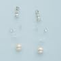 Silver and Ivory Rice Pearl and Czech Crystal Illusion Earrings