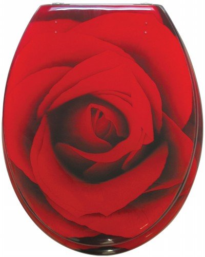 Sanwood 6189400 WC Sitz Scarlet, Polyresin mit Rosenmotiv
