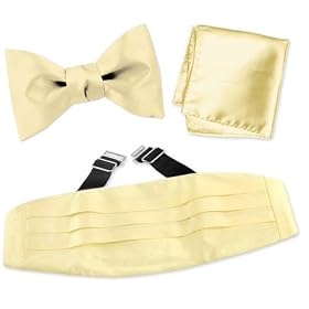 Butter Yellow Freestyle Bow Tie by Elite Solid yellow silk cummerbund sets