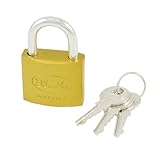 uxcell セキュリティ南京錠　ドア対応　ゴールド　32mm　キー三つ付け　金属製　盗難防止　安全性高い