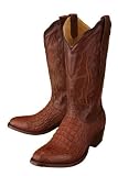 Resistol Ranch 'M3142' Crocodile Cowboy Boots Mens - Cognac