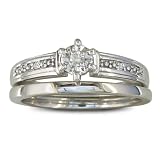 Finely Crafted Diamond Engagement Bridal Set in Sterling Silver