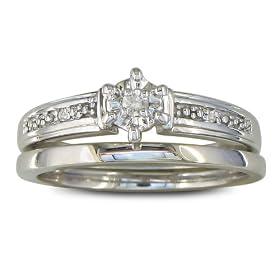 Finely Crafted Diamond Engagement Bridal Set in Sterling Silver