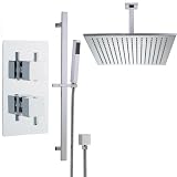 Rhine thermostatic shower with 16 square head and hand held