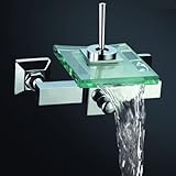 IMAGE OF Single Handle Wall Mounted 6-inch Centers Waterfall Bath Tub Faucet, Chrome