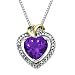 Sterling Silver and 14k Yellow Gold Amethyst Heart and Diamond Pendant