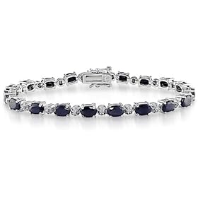 Sterling Silver Sapphire and Diamond Bracelet by Amour