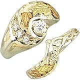 Polished! Black Hills Gold Gold/Sterling Silver CZ Engagement & Wedding Band Ring Set