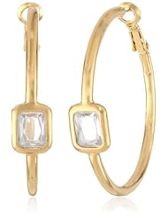kate spade new york "Opening Night" Clear and Gold Colored Hoop Earrings