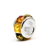 Sterling Silver Pandora Style Beads Multicolor Amber Small Round Charm