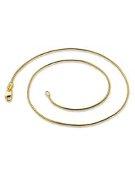 14K Gold Plated Sterling Silver Snake Chains 1.1mm (16", 18" 20" 22" 24" 30" Inch Lengths)