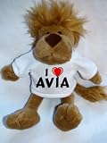 Plush Stuffed Lion (Sighin` Lion) toy with I Love Avia t-shirt