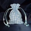 3x4 Cotton Gingham Wedding Favor Gift Bags/Pouches - Light Blue (10 Bags)