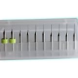 10 Mixed Tungsten Carbide Twist Drill Bits, Sizes 0.2mm to 0.6mm, 1/8" Shank, For PCB, Dremel, Jewelry, CNC, Soft Metals