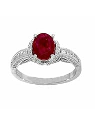 18K White Gold Ruby and Diamond Ring -- LIFETIME WARRANTY