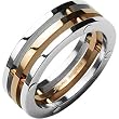 Spikes Womens Stainless Steel Rose Gold IP 8mm Trio Band Ring