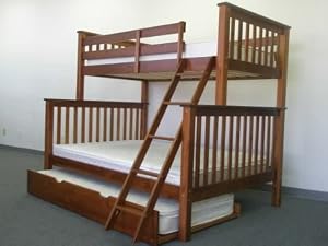 Bunk Bed Twin over Full Mission style in Expresso with Twin Trundle from Bedz King