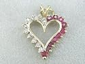 14K .15 CTW Ruby & Diamond Heart Pendant