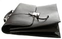 Lucrin - brown leather Deluxe briefcase 2 compartments