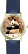 Photo Giant Panda or Panda Bear Animal - WATCHBUDDY&reg; DELUXE TWO-TONE THEME WATCH - Arabic Numbers - Blue Leather Strap-Children's Size-Small ( Boy's Size & Girl's Size )
