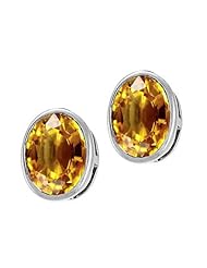 Tommaso Design (tm) Oval Genuine Citrine Earring Studs