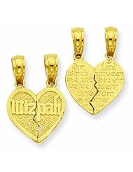 14K Gold Reversible Break apart Mizpah Heart Pendant