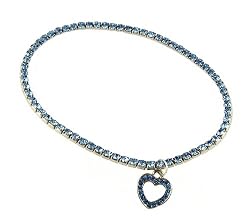 Anklet - A39 - Swarovski (tm) Crystal - Stretch ~ Lt. Sapphire with Heart Charm