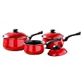 Premier Housewares 3-Piece Cookware Set 16 cm/18 cm/20 cm, Red