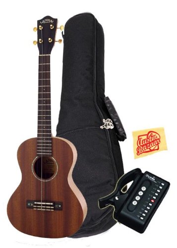 Lanikai LSM-T Designer Series Mahogany Tenor Ukulele Bundle with Gig Bag, Cherub Tuner, and Polishing Cloth