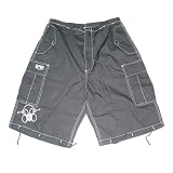 USC Ghast String Raver 22 in Dance Shorts, Contrast Stitch Cargo Shorts, X-Small 30-34 Inch Waist, Black with White Stitching