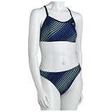 Speedo Women's Race Xtra Life Lycra Rainbow Stripe Overall Print V-Back Two Piece Swimsuit