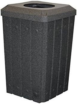 Kolorcans - Signature 32 Gal. Square Commercial trash can with flat lid -Dark Granite