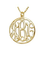 18k Gold Plated Personalized Circle Monogram Necklace - Custom made with any initial!