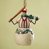 Jim Shore Heartwood Creek Snowman Playing Baseball Hanging Ornament, 4 Inches
