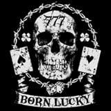 Men's Tank Top : Born Lucky - Grey Ink - Goth Skull Gambling 777 Craps Blackjack Poker
