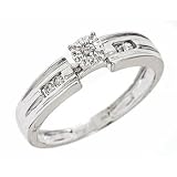 1/8 CT. T.W. Round Cut Diamond Ladies' Engagement Ring 10K White Gold - Size 7
