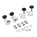 Musiclily 2R2L Sealed Ukulele Tuner Tuning Pegs Keys Machine Heads Set for 4 String Ukulele Guitar, Chrome with Black Button