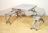 Camping Sitzgruppe ALU Tisch mit 4 HOCKER 4 Stuhl Party