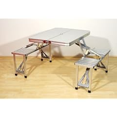 Camping Sitzgruppe ALU Tisch mit 4 HOCKER 4 Stuhl Party