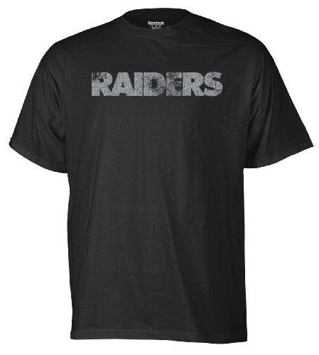 NFL Men's Oakland Raiders Faded Wordmark Tee (Black, X-Large)