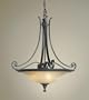 Murray Feiss F1931/3LBR Cervantes Three-Light Uplight Chandelier in Liberty Bronze with Frosted Amber Glass Shades