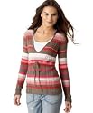DKNY Jeans Long-Sleeved Hooded Striped Sweater