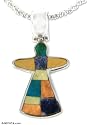 Chrysocolla and sodalite necklace, 'My Dear Angel' 0.1" W 15.4" L