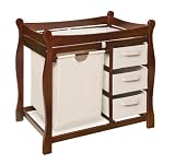 Cherry Sleigh Style Changing Table with Hamper/3 Baskets by Badger Basket