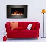 2,000W BLACK CURVED GLASS ELECTRIC WALL MOUNTED WIDESCREEN FIRE FIREPLACE